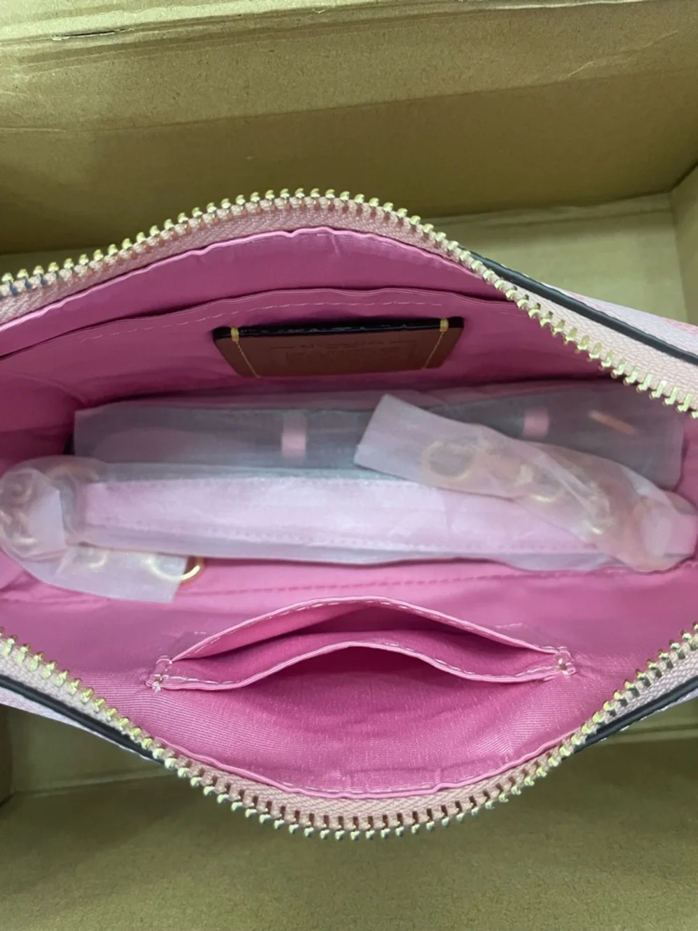 Coach Pink Signature Mini Shoulder Bag with Gold Hardware - Picture 6 of 9